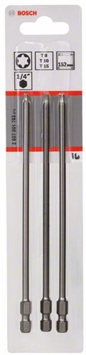 Bosch accessoires 3-delige bitset extra hard t8; t10; t15; 152 mm 3st - 2607001763