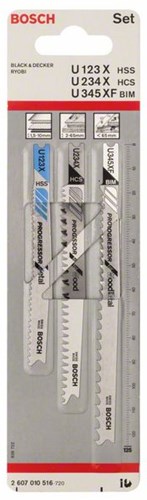 Accesorios Bosch Juego de 3 hojas de sierra de calar u 123 x; u 234x; u 345 xf 1º - 2607010516