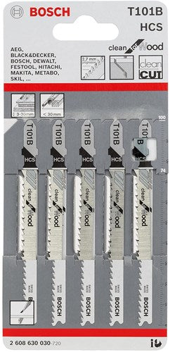 Bosch accessoires 5x clean voor hout decoupeerzaagblad t101b - 2608630030