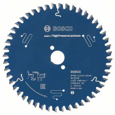 Bosch accessoires cirkelzaagblad expert for high pressure laminate 160x20x2.2 1.6x48t - 2608644132