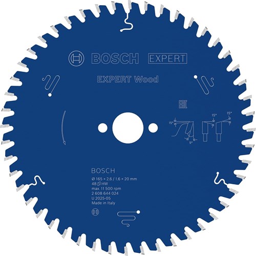 Accessori Bosch lama sega circolare expert per legno 165x20x2,6 1,6x48t (per gkt 55 gce) - 2608644024