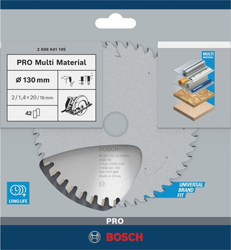 Bosch accessoires cirkelzaagblad multi material 130 x 20 16 x 2,0 mm, 42 1st - 2608641195