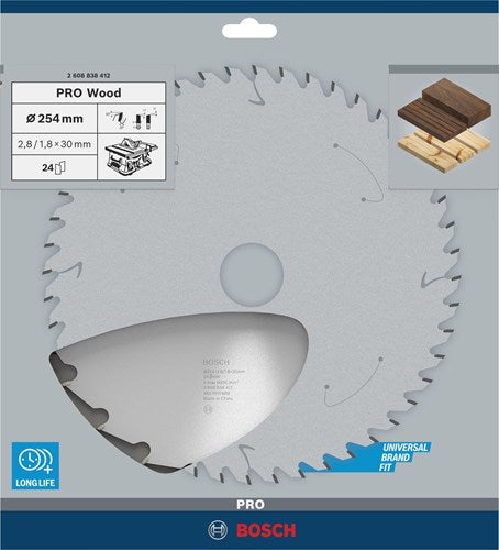Bosch accesorios hoja sierra circular opt madera 254x30x2.8 1.8x24t - 2608838412