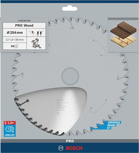 Accesorios bosch hoja de sierra circular optiline madera 254x30x2,0 mm, 60 dientes 2608640436 - 2608640436
