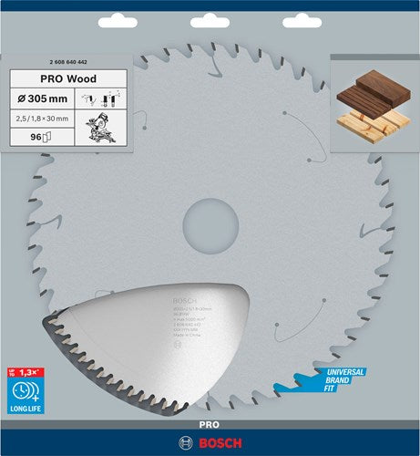 Accesorios bosch hoja de sierra circular optiline madera 305 x 30 x 2,5 mm, 96 1 ud - 2608640442