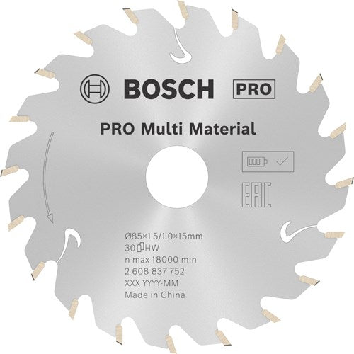 Bosch accessoires bosch pro multi material accuzaagblad voor cirkelzagen 85 x 1,5 x...
