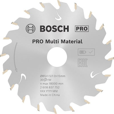 Bosch accessoires cirkelzaagblad st multi mat 85x15x1.5 1.0x30t - 2608837752