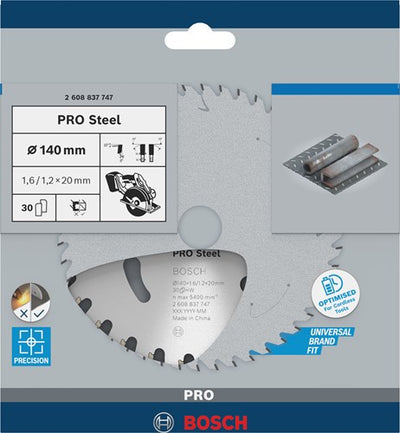 Accesorios Bosch hoja de sierra circular | norma para el acero | 140 mm | t30 2608837747