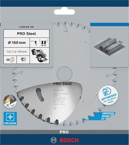 Bosch accessoires bosch pro steel accuzaagblad voor cirkelzagen 160 x 1,6 x 20 mm -...