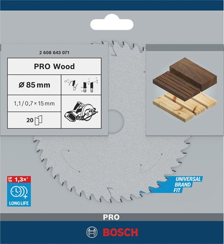 Accessori Bosch lama per sega circolare standard per legno 85mm | per gks 10.8 - 2608643071