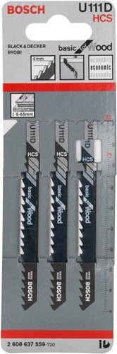 Bosch accessories jigsaw blade u 111 d basic for wood 3pcs - 2608637559