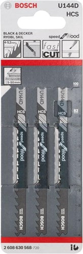 Bosch accesorios hoja de sierra de calar u 144 d velocidad para madera 3 piezas - 2608630568