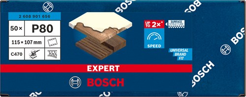 Carta vetrata Bosch Accessories Expert C470 115 x 107 mm, k 80, 50 pezzi - 2608901656