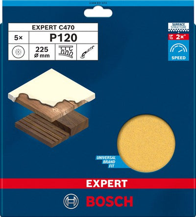 Bosch accessoires bosch accessories 2608901673 schuurpapier voor wand- en plafondschuurmachine korrelgrootte (num) 120 (ø) 225 mm 5 stuk(