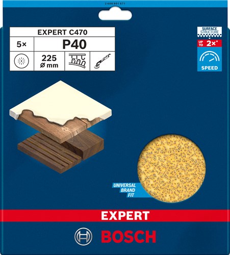 Carta vetrata Bosch Accessories Expert C470 225 mm, K 40, 5 pezzi - 2608901671
