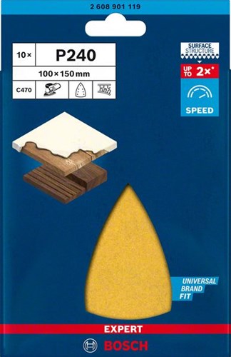 Carta vetrata Bosch Accessories Expert C470 per levigatrici a delta 100 x 150 mm, K240 10 pezzi - 1 pezzo(i) - 2608901119
