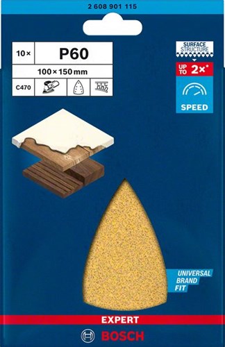 Carta vetrata Bosch Accessories Expert C470 per levigatrici a delta 100 x 150 mm, K60 10 pezzi - 1 pezzo(i) - 2608901115