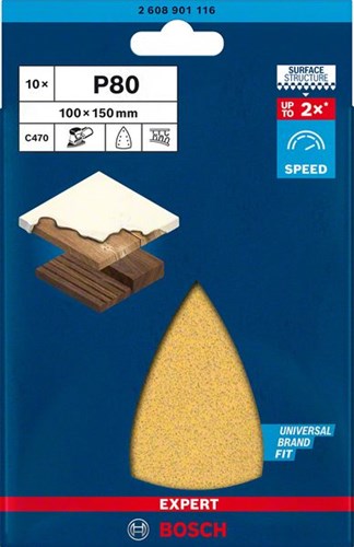 Carta vetrata Bosch Accessories Expert C470 per levigatrici a delta 100 x 150 mm, K80 10 pezzi - 1 pezzo(i) - 2608901116