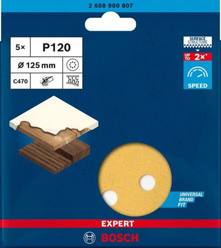 Carta vetrata Bosch 5x expert c470 con 8 fori per levigatura eccentrica...