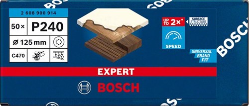 Carta vetrata Bosch Accessories Expert C470 per levigatrici eccentriche 125 mm, 8 fori, K240 50 pezzi - 1 pezzo(i) - 2608900914