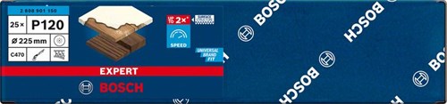Carta vetrata Bosch Accessories Expert C470 per levigatrici eccentriche 225 mm, 19 fori, K120 25 pezzi - 1 pezzo(i) - 2608901150
