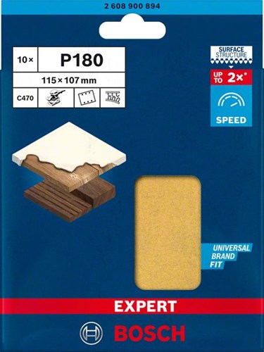Carta vetrata Bosch Accessories Expert C470 per levigatrici orbitali 115 x 107 mm, K180 10 pezzi - 2608900894