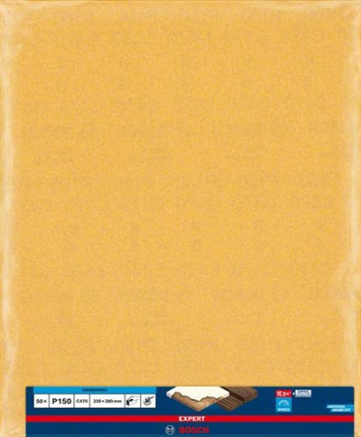 Bosch accesorios expert c470 hoja de papel de lija para lijado manual 230 x 280 mm, k150 - 50 pieza(s) - 2608900962