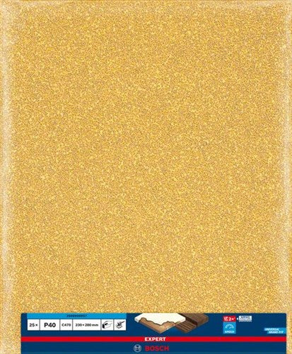 Bosch accesorios expert c470 hoja de papel de lija para lijado manual 230 x 280 mm, k40 - 25 pieza(s) - 2608900957