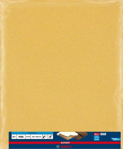 Foglio di carta vetrata Bosch Accessories Expert C470 per levigatura manuale 230 x 280 mm, K80 - 50 pezzo(i) - 2608900959
