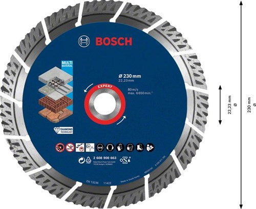 Disco da taglio diamantato multimateriale Bosch Accessories Expert 230 x 22,23 x 2,4 x 15 mm - 1 pezzo/i - 2608900663