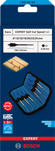 Accesorios Bosch juego de taladros de velocidad expert velocidad de corte automático | 6 piezas | 13, 16, 19, 20, 22, 25 mm - 2608902109