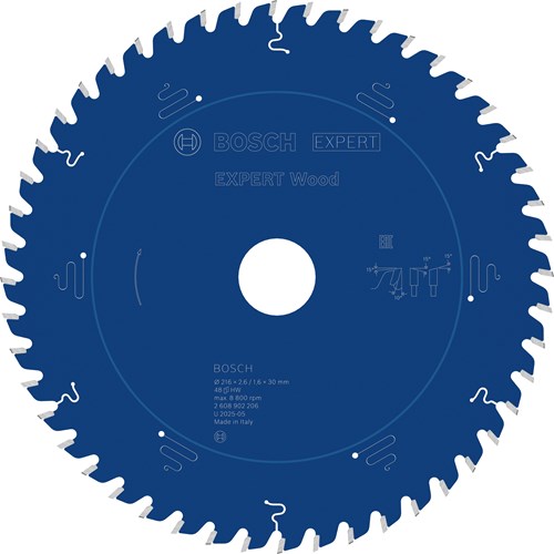 Bosch accessoires expert wood cirkelzaagblad | 216 x 2,6 1,6 x 30 mm | t48 - 2608902206