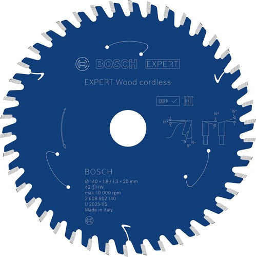 Hoja de sierra circular inalámbrica para madera Bosch Accessories Expert | 140 x 1,8 1,3 x 20 mm | t42 - 2608902140