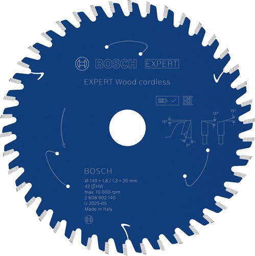 Hoja de sierra circular inalámbrica para madera Bosch Accessories Expert | 140 x 1,8 1,3 x 20 mm | t42 - 2608902140