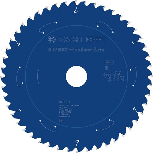 Hoja de sierra circular inalámbrica para madera Bosch Accessories Expert | 216 x 1,7 1,2 x 30 mm | t48 - 2608902162