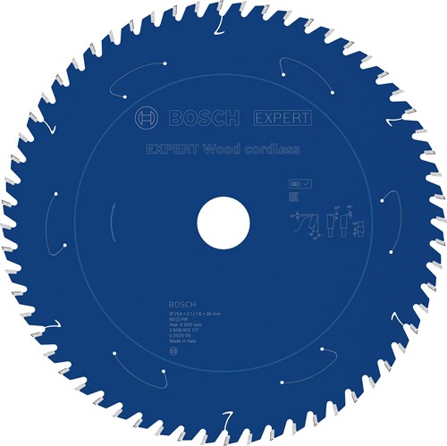 Lama per sega circolare a batteria Bosch Accessories Expert Wood | 254 x 2,1 1,6 x 30 mm | t60-2608902177