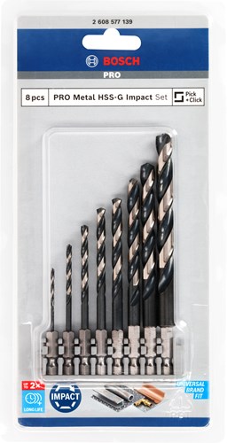 Bosch Prof Impact Control HSS Borenset de 8 piezas