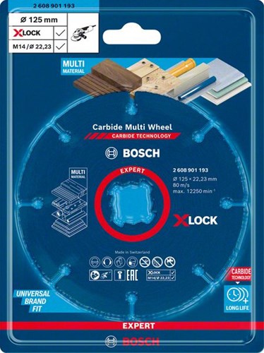 Accesorios bosch disco de corte multimaterial multi rueda x-lock 125 mm + juego de taladro universal multiconstrucción - 061599765r