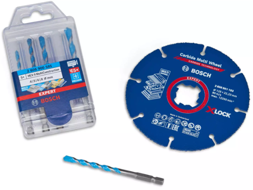 Accesorios bosch disco de corte multimaterial multi rueda x-lock 125 mm + juego de taladro universal multiconstrucción - 061599765r