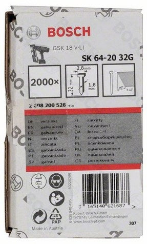 Accessori Bosch chiodo a testa svasata sk64 20 32g - 2608200528