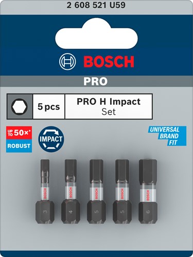 Accesorios imp bosch brocas pro h act | h3 | h4 | h5 (x2) | h6 | 25 mm | 5 piezas - 2608521h59