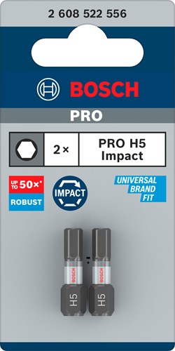 Broca de impacto hexagonal Bosch accesorios pro | h5 | 25 mm | 2 piezas - 2608522556