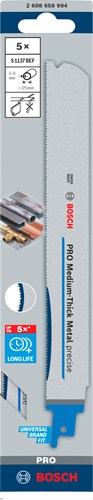 Lama per sega Bosch Accessories Pro S1137BEF in metallo di medio spessore | 1 |1 x 25 x 225 mm | 5 pezzi - 2608658994