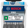 Punta per avvitatore a percussione Bosch Accessories Pro Pozidriv | pz2 | 55 mm | 15 pezzi - 2608522546
