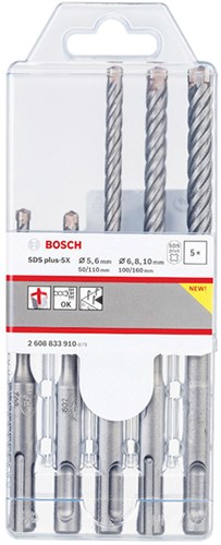 Set di punte per trapano a percussione Bosch Accessories Pro SDS Plus-5X | 5 6 6 8 10mm | 5 pezzi - 2608833910