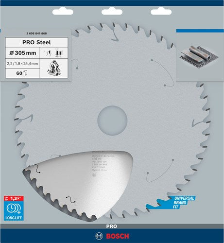Lama per sega circolare Bosch Accessories Pro Steel per macchine a filo | 305 x 2 |2 x 25 |4 mm | t60-2608844868