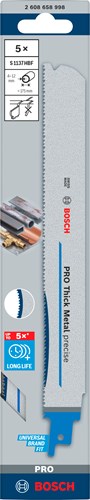 Accesorios bosch pro hoja de sierra precisa de metal grueso s1137hbf | 1 |1 x 25 x 225 mm | 5 piezas - 2608658998