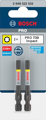Accesorios Bosch pro punta de destornillador de impacto torx | t30 | 55 mm | 2 piezas - 2608522532