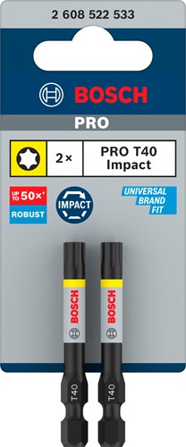 Accesorios Bosch pro punta de destornillador de impacto torx | t40 | 55 mm | 2 piezas - 2608522533