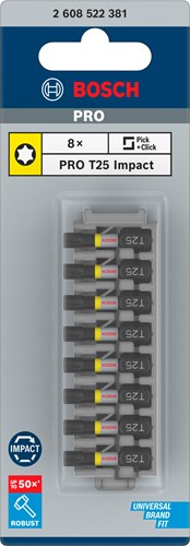Imp bosch accessori avvitatore bit act control t25, 25 mm 8x - 2608522381